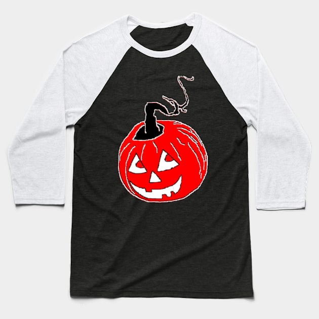 Happy Hallowin Party Halloween day red pumpkin pixel art Baseball T-Shirt by 4rpixs